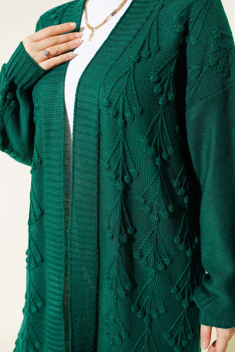 Cherry Embossed Long Knit Cardigan Emerald - immagine 4