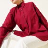 Classic Collar Pocket Shirt Burgundy