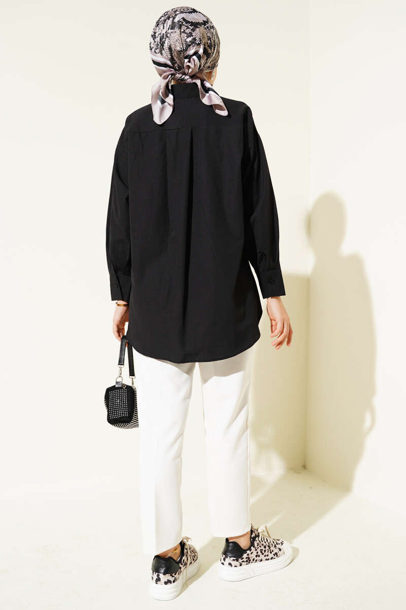 Classic Collar Pocket Shirt Black – Bild 3