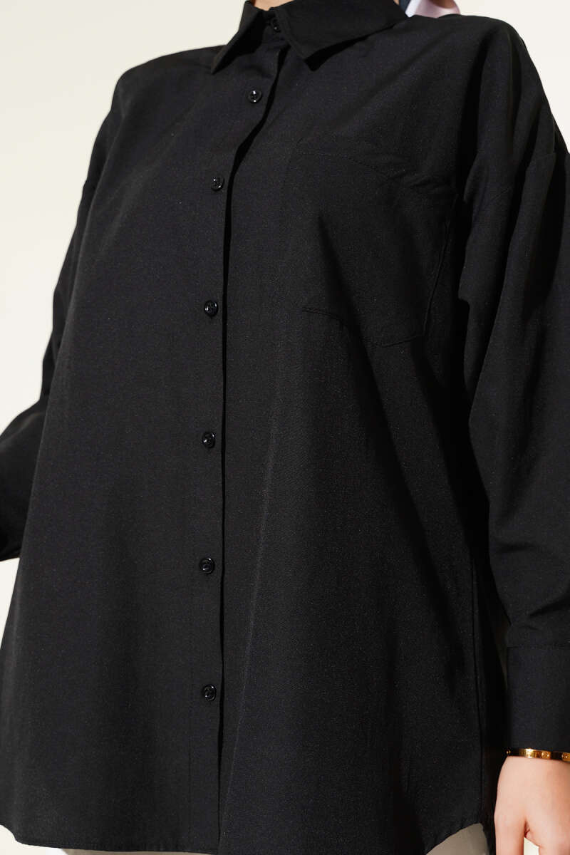 Classic Collar Pocket Shirt Black – Bild 4