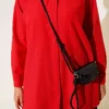 Classic Collar Oval Cut Shirt Red – Bild 4