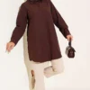 Classic Collar Oval Cut Shirt Brown – Bild 2