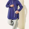 Classic Collar Oval Cut Shirt Navy Blue - immagine 2