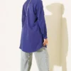Classic Collar Oval Cut Shirt Navy Blue - immagine 3