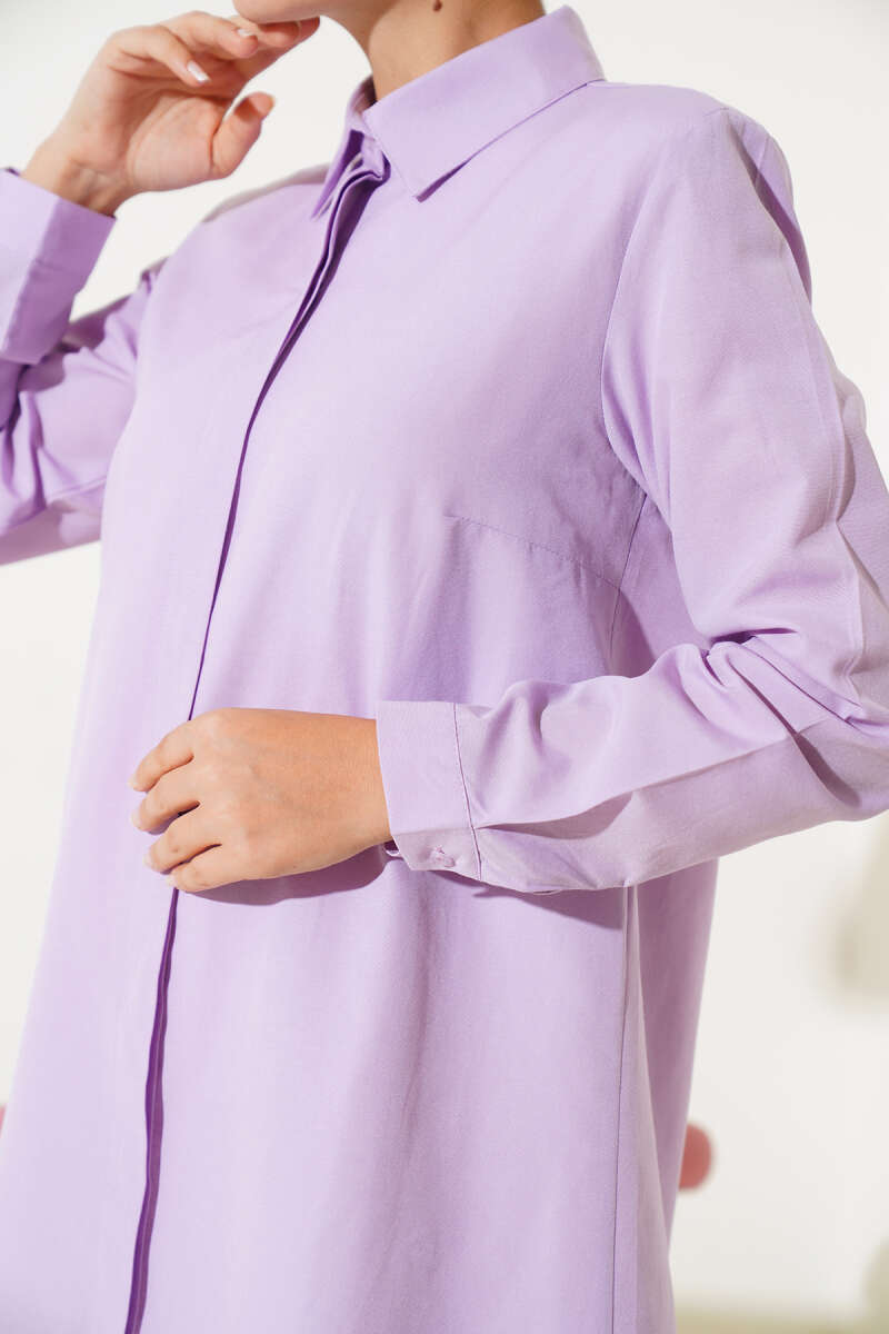 Classic Collar Oval Cut Shirt Lilac – Bild 4