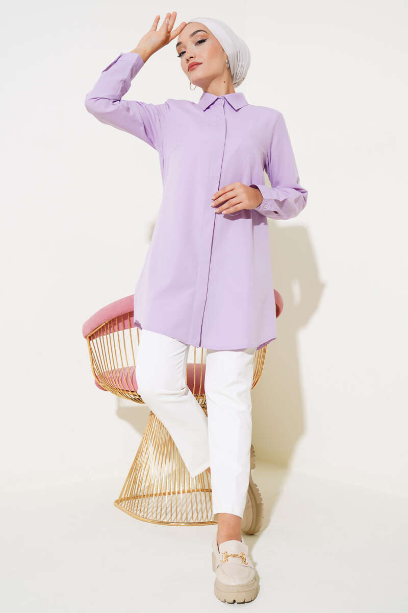 Classic Collar Oval Cut Shirt Lilac – Bild 2