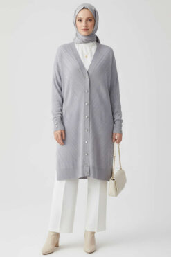Alternative view of Button Detail Knit Cardigan Grey