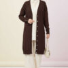 Button Detail Knit Cardigan Brown - Image 2