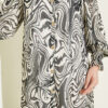 Gathered Sleeve Printed Chiffon Dress Black - Imagen 4