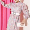 Gathered Sleeve Printed Tunic Powder Pink