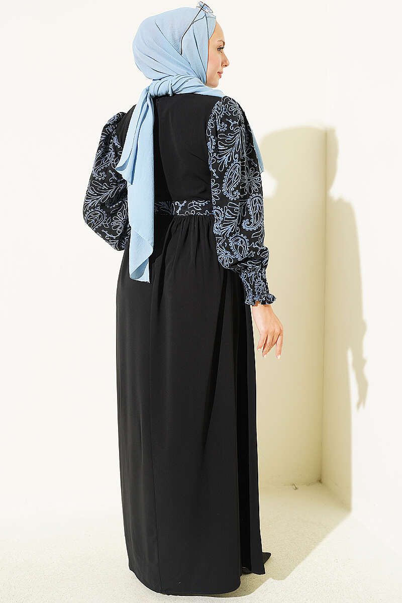 Ankle-Gathered Embroidered Dress Indigo - immagine 3