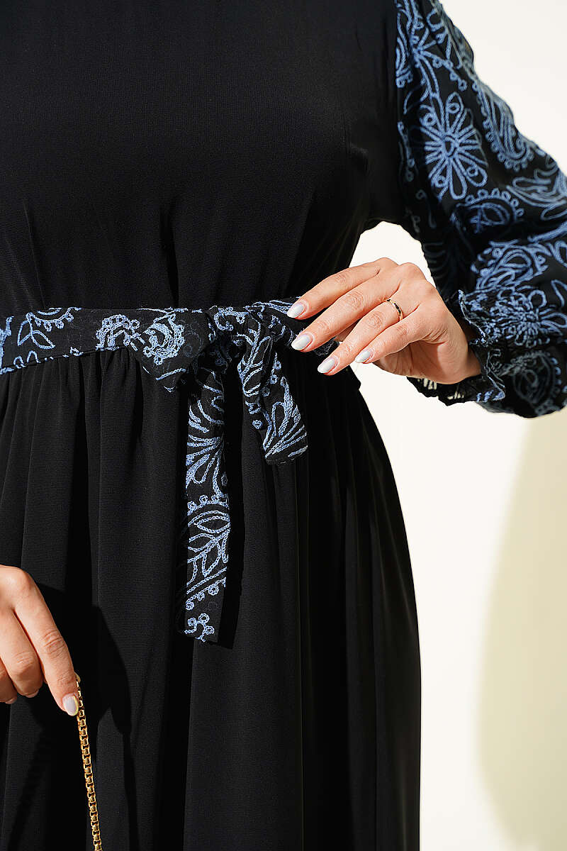Ankle-Gathered Embroidered Dress Indigo - immagine 4