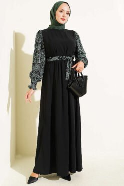 Ankle-Gathered Embroidered Dress Mint