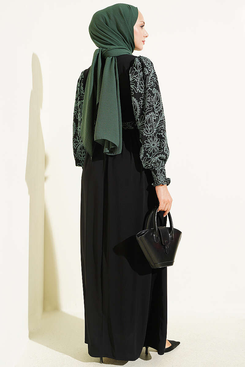 Ankle-Gathered Embroidered Dress Mint - Image 3