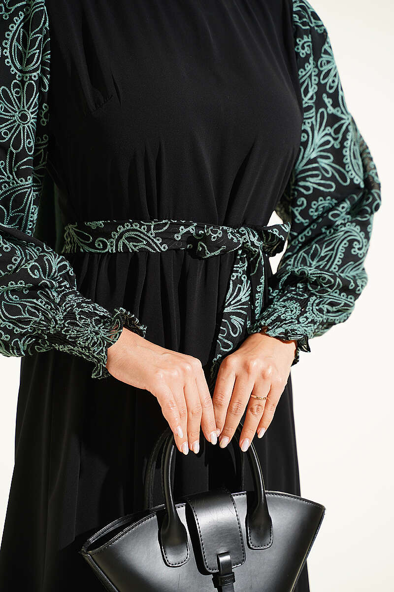 Ankle-Gathered Embroidered Dress Mint - Image 4