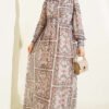 Printed Chiffon Dress with Cuff Sleeves Powder Pink