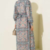 Printed Chiffon Dress with Cuff Sleeves Green - Image 3