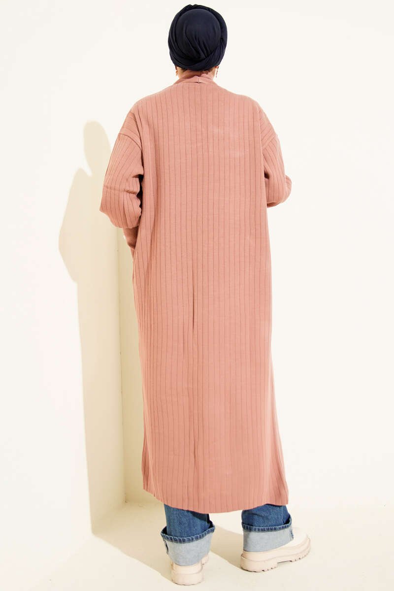 Buttoned Cuff Shawl Collar Knit Cardigan Rose Dust – Image 3
