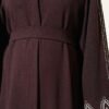 ⁦Embroidered Cuff Belted Abaya Brown⁩ - الصورة ⁦4⁩