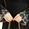 Embroidered Cuff Belted Abaya Black – Bild 4