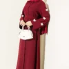 Dress with Butterfly Decorated Sleeves Burgundy