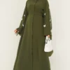 Dress with Butterfly Decorated Sleeves Khaki