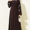 Dress with Butterfly Decorated Sleeves Brown