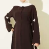 Dress with Butterfly Decorated Sleeves Brown - immagine 2
