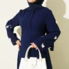 Dress with Butterfly Decorated Sleeves Navy Blue - Imagen 2