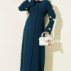 Dress with Butterfly Decorated Sleeves Petrol