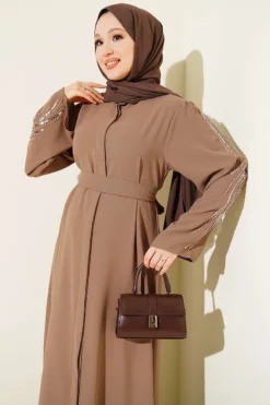 Alternatieve weergave van Embroidered Sleeve Crepe Abaya
