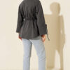 Lace-Up Long Sleeve French Terry Tunic Smoke - Image 3