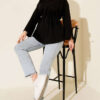 Lace-Up Long Sleeve French Terry Tunic Black - Image 2