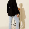 Lace-Up Long Sleeve French Terry Tunic Black - Image 3
