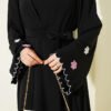 Embroidered Sleeve Abaya Black - Imagen 4