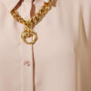 Batwing Sleeve Oversized Shirt with Necklace Beige – Bild 4