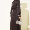 ⁦Crystal Stone Chiffon Dress Dark Brown⁩ - الصورة ⁦3⁩