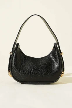 Alternative view of Crocodile-Effect Mini Handled Bag Black