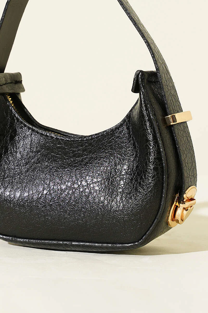 Crocodile-Effect Mini Handled Bag Black – Image 3