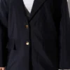 Wrap Neck Gold Button Suit Set Navy Blue - Image 4
