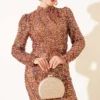 Belted Sequin Evening Dress Copper - Imagen 2