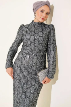 Alternatieve weergave van Belted Sequin Evening Dress Mint