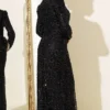 Belted Sequin Evening Dress Black - Image 3