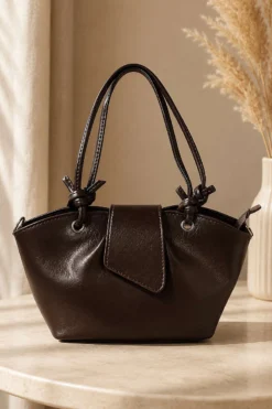 Eyelet Detail Magnetic Closure Bag Dark Brown