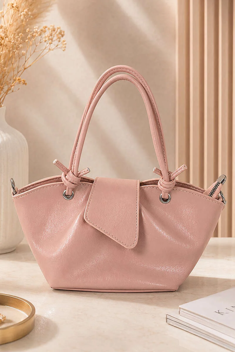 Eyelet Detail Magnetic Closure Bag Powder Pink