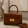 Handle Detail Lock Bag Tan