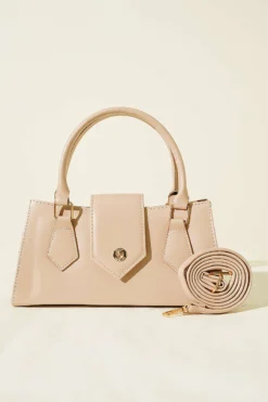 Alternative view of Magnetic Closure Handled Bag Beige