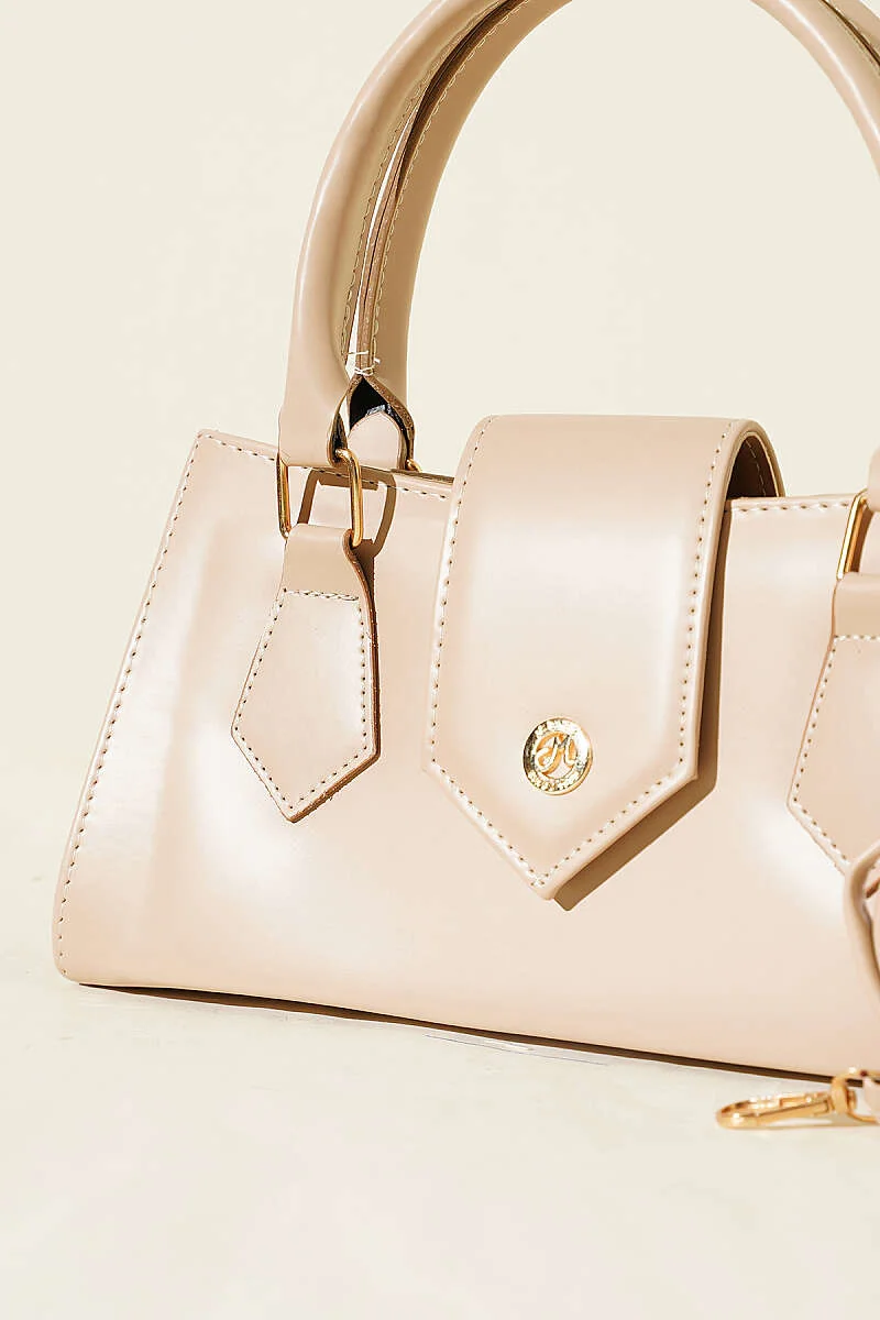 Magnetic Closure Handled Bag Beige – Image 3