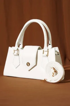 Magnetic Closure Handled Bag White
