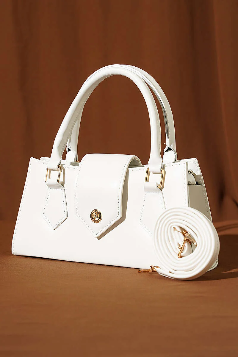 Magnetic Closure Handled Bag White